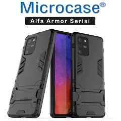 Microcase Samsung Galaxy S10 Lite - A91 - M80S Alfa Serisi Armor Standlı Perfect Koruma Kılıf - Siyah