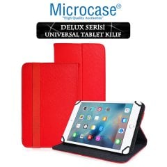Microcase iPad Mini 4 Delüx Serisi Universal Standlı Deri Kılıf - Kırmızı