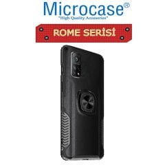 Microcase Xiaomi Mi 10T Rome Serisi Yüzük Standlı Armor Kılıf - Siyah