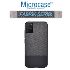 Microcase Samsung Galaxy S10 Lite - A91 - M80S Fabrik Serisi Kumaş ve Deri Desen Kılıf - Siyah
