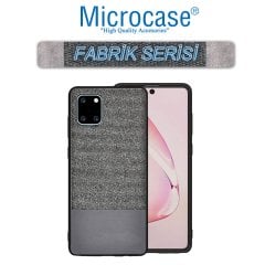 Microcase Samsung Galaxy Note 10 Lite - A81 - M60S Fabrik Serisi Kumaş ve Deri Desen Kılıf - Gri