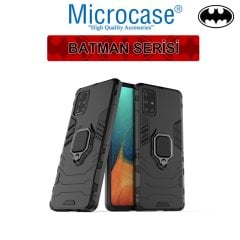 Microcase Samsung Galaxy A71 Batman Serisi Yüzük Standlı Armor Kılıf - Siyah