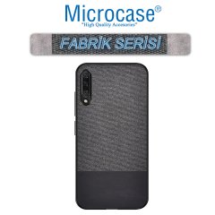 Microcase Huawei P Smart Pro 2019 - Y9S Fabrik Serisi Kumaş ve Deri Desen Kılıf - Siyah