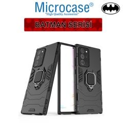 Microcase Samsung Galaxy Note 20 Ultra Batman Serisi Yüzük Standlı Armor Kılıf - Siyah