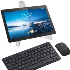 Microcase Alcatel 3T 10.1 inch Tablet için Bluetooth Klavye (TR Sticker) + Bluetooth Mouse + Tablet Standı - AL2764
