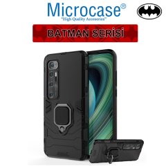 Microcase Xiaomi Mi 10 Ultra Batman Serisi Yüzük Standlı Armor Kılıf - Siyah