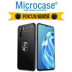 Microcase Oppo A91 Focus Serisi Yüzük Standlı Silikon Kılıf - Siyah
