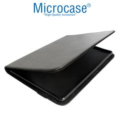 Microcase Samsung Galaxy Tab A6 10.1 SM-T580 T580 T585 T587 Alfa Book Case PU Deri Kılıf - Siyah + Nano Esnek Ekran Koruma Filmi