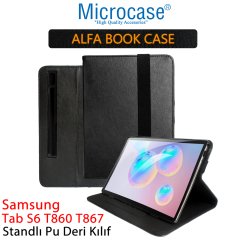 Microcase Samsung Galaxy Tab S6 10.6 T860 T867 Alfa Book Case PU Deri Standlı Kılıf - Siyah