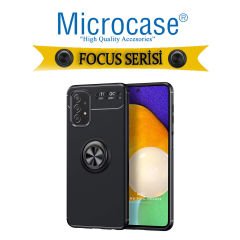 Microcase Samsung Galaxy A52 Focus Serisi Yüzük Standlı Silikon Kılıf - Siyah