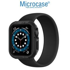 Microcase Apple Watch 7 45mm Rugged Armor Silikon Kılıf - Siyah KN05
