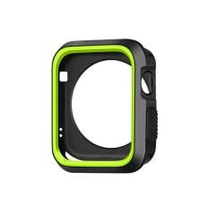 Microcase Apple Watch 7 45mm Armor Silikon Kılıf - Siyah-Yeşil KN06