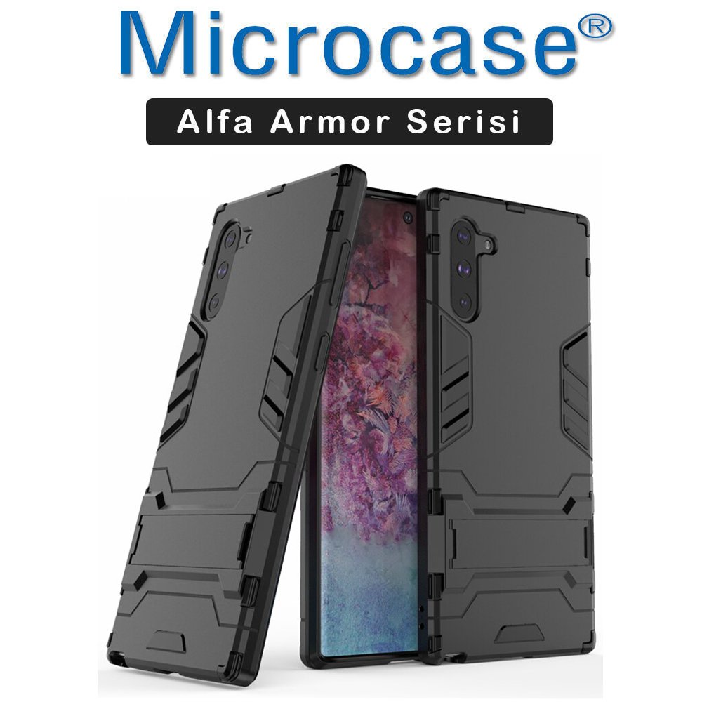 Microcase Samsung Galaxy Note 10 Alfa Serisi Armor Standlı Perfect Koruma Kılıf - Siyah