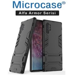 Microcase Samsung Galaxy Note 10 Plus Alfa Serisi Armor Standlı Perfect Koruma Kılıf - Siyah