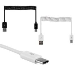 TYPE-C Spiral Uzayan USB Hızlı Şarj Data Transfer USB Kablo 1m
