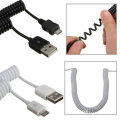 Micro USB Spiral Uzayan USB Şarj Data Transfer USB Kablo 1 mt