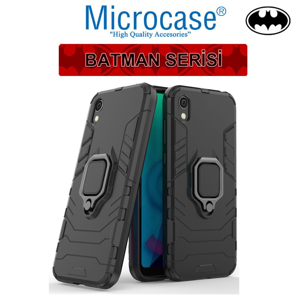 Microcase Huawei Honor 8S Batman Serisi Yüzük Standlı Armor Kılıf - Siyah