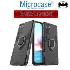 Microcase Xiaomi Redmi Note 10 Batman Serisi Yüzük Standlı Armor Kılıf - Siyah