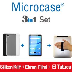 Microcase Lenovo Tab M7 TB-7305F 7 inch Tablet Silikon Kılıf Şeffaf + Ekran Koruma Filmi + Tablet El Tutucu