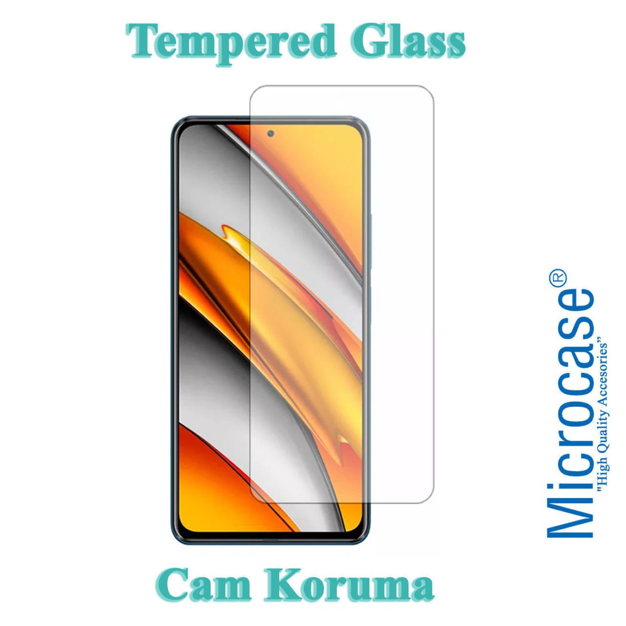 Microcase Xiaomi Poco F3 Tempered Glass Cam Ekran Koruma