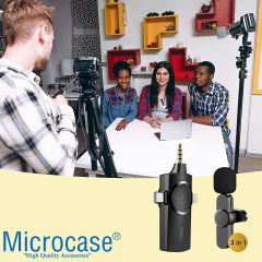 Microcase 3in1 Type-C Lightning 3.5 mm Girişli Profesyonel Wireless Kablosuz Yaka Mikrofonu Lavalier - AL3237