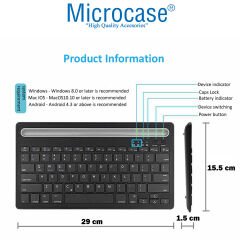 Microcase Tablet ve Telefon Koymalı Standlı Bluetooth Klavye - AL3786