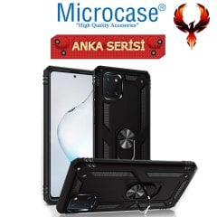 Microcase Samsung Galaxy Note 10 Lite - A81 - M60S Anka Serisi Yüzük Standlı Armor Kılıf - Siyah