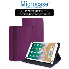 Microcase iPad 9.7 2018 Delüx Serisi Universal Standlı Deri Kılıf - Mor