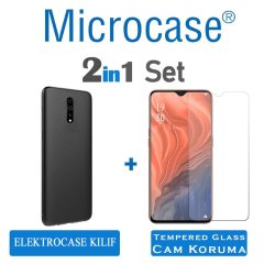 Microcase Oppo Reno Z Elektrocase Serisi Silikon Kılıf Siyah + Tempered Glass Cam Koruma (SEÇENEKLİ)