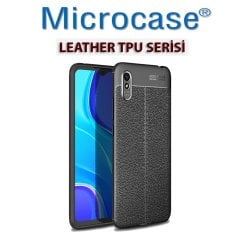 Microcase Redmi 9A Leather Tpu Silikon Kılıf - Siyah
