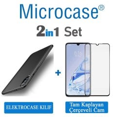 Microcase Xiaomi Mi 9 Pro Elektrocase Serisi Silikon Kılıf - Siyah + Tam Kaplayan Çerçeveli Cam