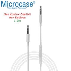 Microcase 3.5 mm Aux Audio Kablosu Ses Kontrol Özellikli 1 metre - Model No MH034 Beyaz