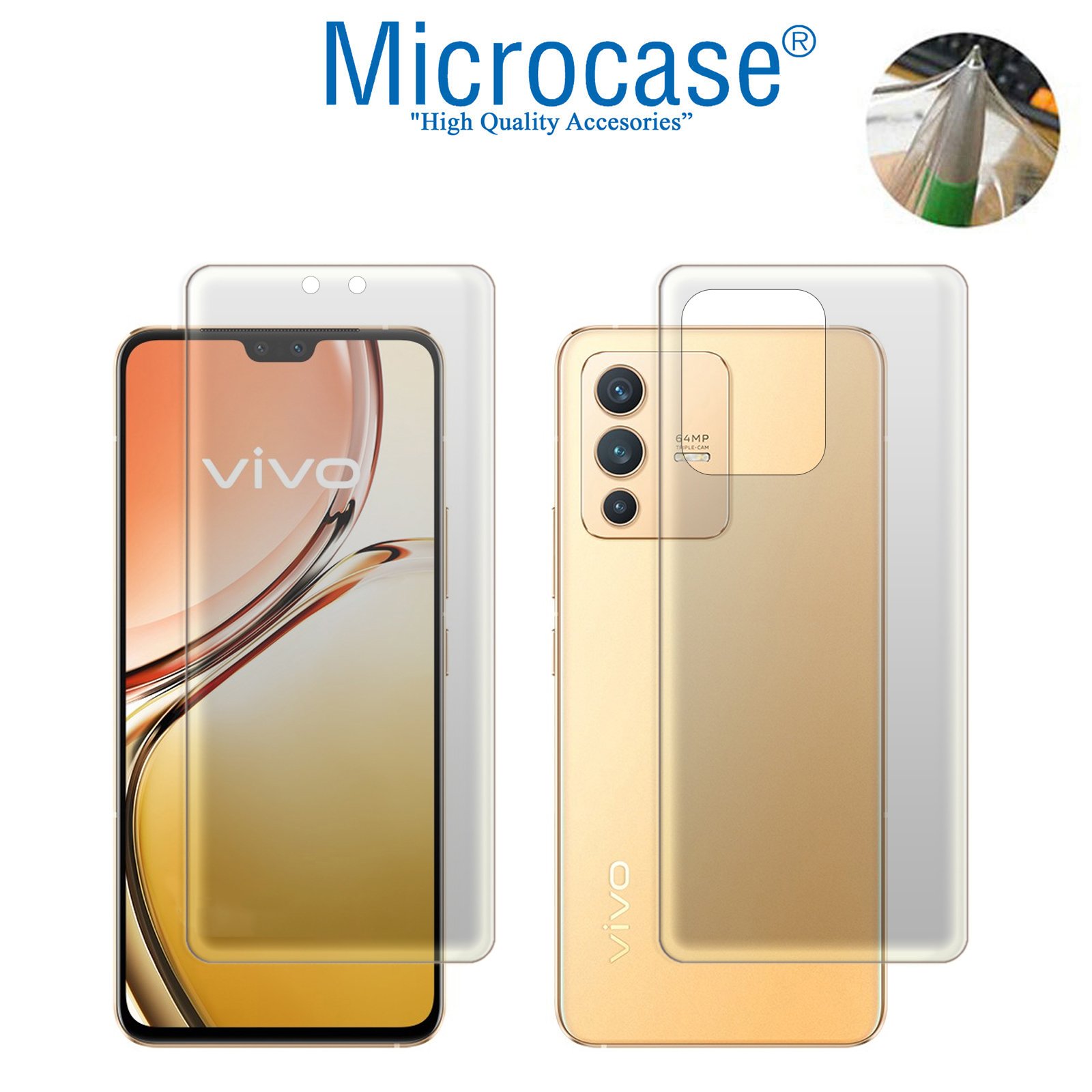 Microcase Vivo S12 5G Full Ön Arka Kaplama TPU Soft Koruma Filmi