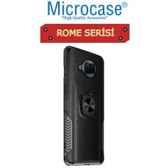 Microcase Xiaomi Mi 10T Lite Rome Serisi Yüzük Standlı Armor Kılıf - Siyah