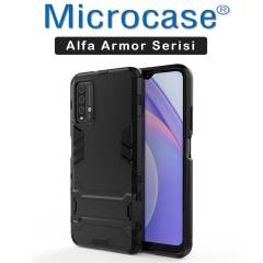 Microcase Xiaomi Redmi 9T Alfa Armor Standlı Perfect Koruma Kılıf - Siyah