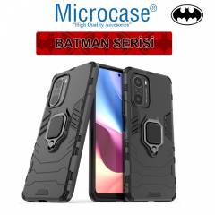 Microcase Xiaomi Poco F3 Batman Serisi Yüzük Standlı Armor Kılıf - Siyah