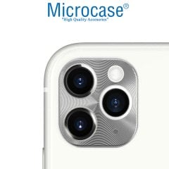 Microcase iPhone 11 Pro Max Kamera Lens Koruma Halkası - Kapalı Tasarım Gümüş
