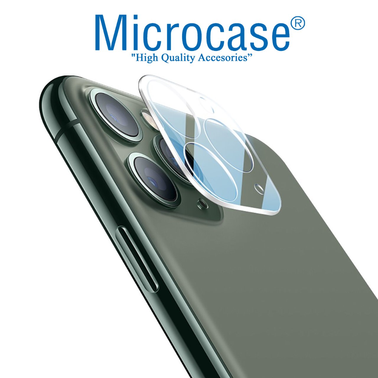 Microcase iPhone 11 Pro 3D Kamera Koruyucu Tempered Glass Şeffaf