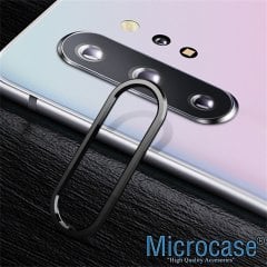 Microcase Samsung Galaxy Note 10 Plus Kamera Lens Koruma Halkası - Açık Tasarım Siyah