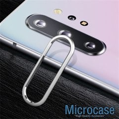 Microcase Samsung Galaxy Note 10 Plus Kamera Lens Koruma Halkası - Açık Tasarım Gümüş