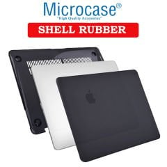 Microcase Macbook Pro 13.3 A1708 Shell Rubber Kapak Kılıf - Siyah