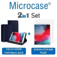 Microcase iPad Air 3.Nesil 2019 Delüx Serisi Universal Standlı Deri Kılıf - Lacivert + Ekran Koruma Filmi