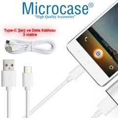 Microcase Type-C USB Şarj ve Data Kablosu - 3 metre Beyaz