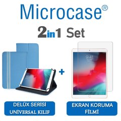 Microcase iPad Air 3.Nesil 2019 Delüx Serisi Universal Standlı Deri Kılıf - Turkuaz + Ekran Koruma Filmi