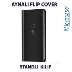 Microcase Samsung Galaxy A10 Aynalı Kapak Clear View Flip Cover Mirror Kılıf - Siyah