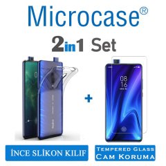 Microcase Xiaomi Redmi K20 Ultra İnce 0.2 mm Soft Silikon Kılıf + Tempered Glass Cam Koruma (SEÇENEKLİ)