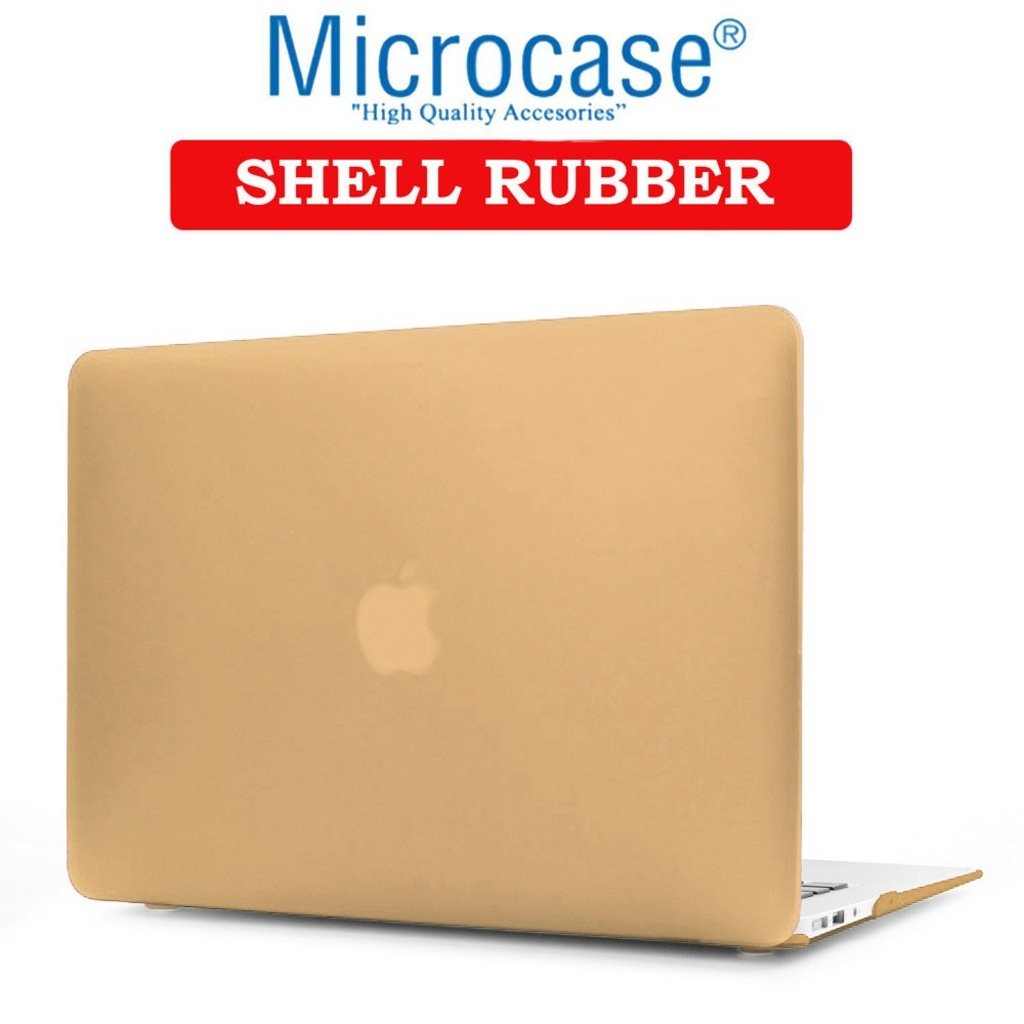 Microcase Macbook Air 13.3 A1466 - A1369 Shell Rubber Kapak Kılıf - Gold