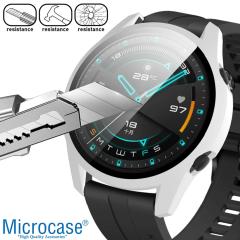 Microcase Huawei Watch GT 3 46 mm Ekran Korumalı Sert Slim Rubber Kılıf - Beyaz