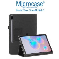 Microcase Samsung Galaxy Tab S6 10.6 Tablet T860 T867 Book Case Standlı Deri Kılıf - Siyah