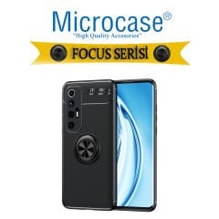 Microcase Xiaomi Mi 10S Focus Serisi Yüzük Standlı Silikon Kılıf - Siyah